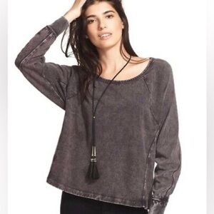 We The Free Oversized Thermal Sweatshirt Gray Boho Chic Whimsigoth XS